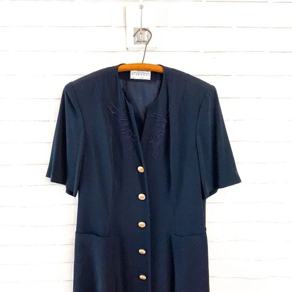 GIVENCHY EN PLUS Navy Button Down Dress - Picture 2 of 10